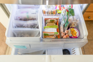 Freezer drawer full of food