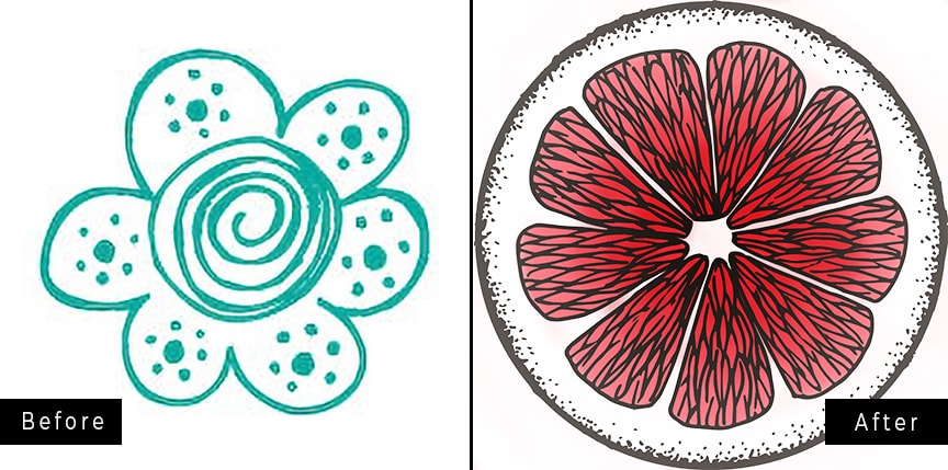 Two favicons side by side, flower and grapefruit