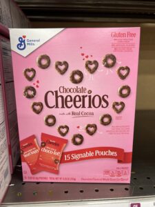 Pink box of chocolate Cheerios