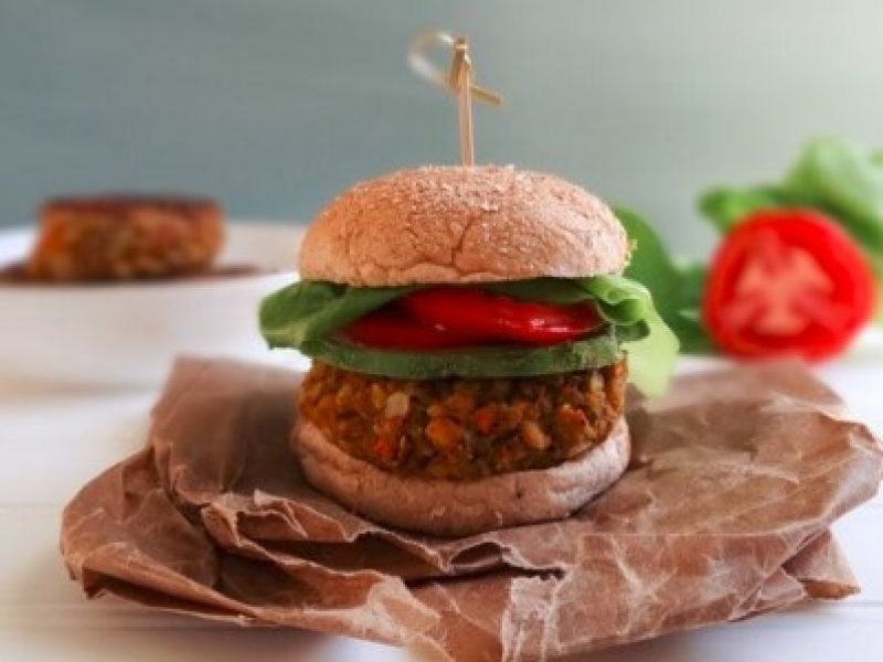 Veggie burger on a bun