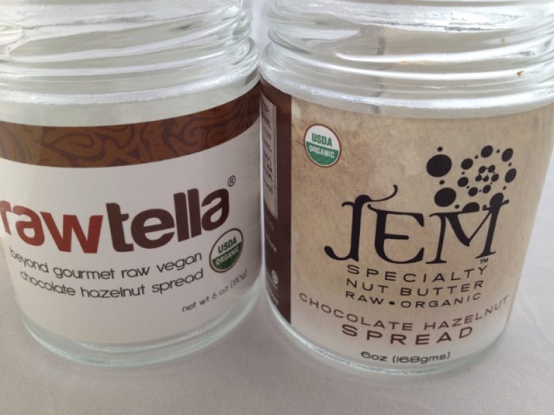 Jars of Rawtella and Jem Chocolate Hazelnut Spreads