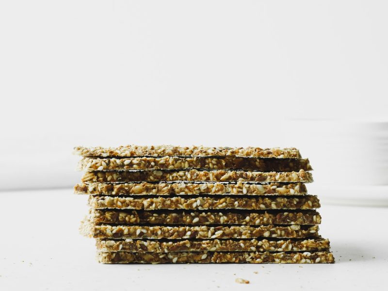 Stack of whole grain crackers