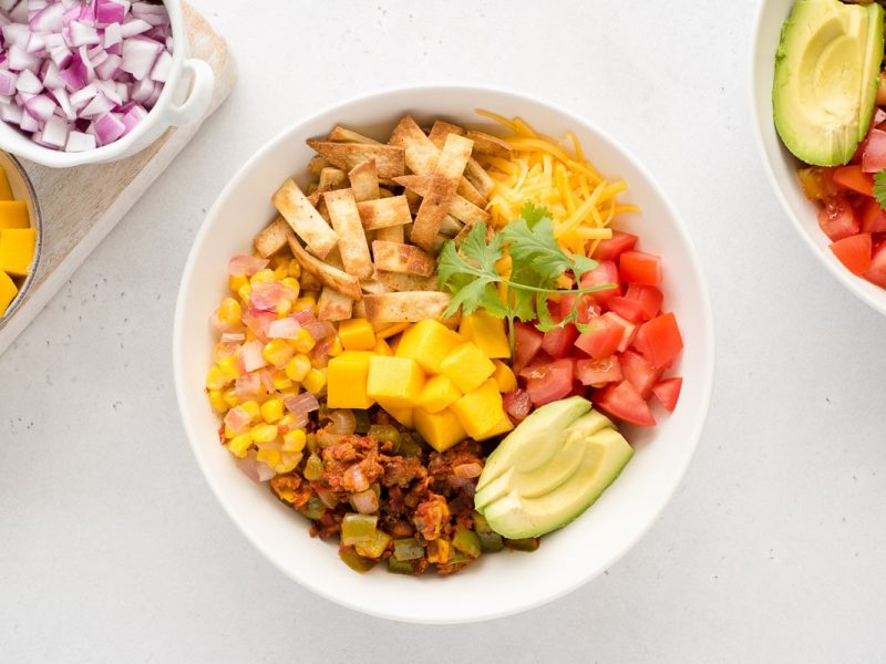 Taco ingredients in a bowl